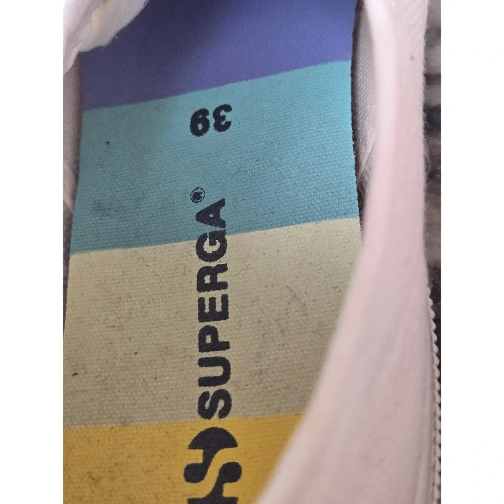 Superga 2750 Cotu White Rainbow Lace Striped Sole Sneakers‎  Womens 8